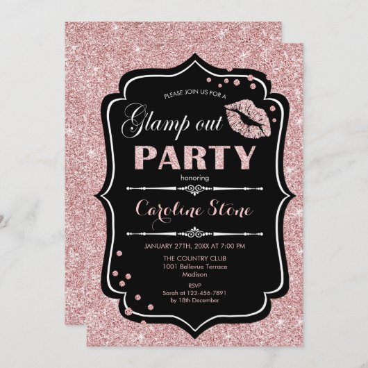 Invitation Feu de sortie - Black Rose Gold (Devant / Derrière)