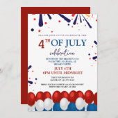 Invitation Feu de travail blanc rouge et bleu barbecue 4 juil (Devant / Derrière)