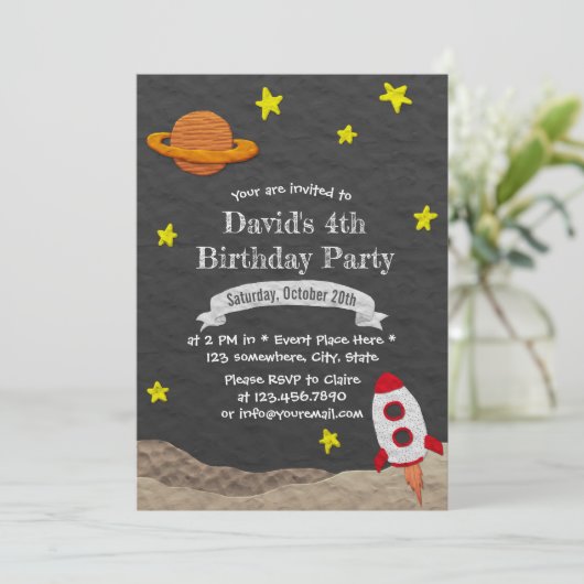 Invitation Feu de vaisseau fusée au large de l'espace 4e anni (Debout devant)