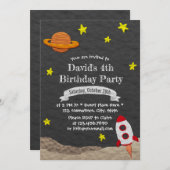 Invitation Feu de vaisseau fusée au large de l'espace 4e anni (Devant / Derrière)