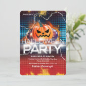 Invitation Feu d'éclair Disco Citrouille Fête d'Halloween (Debout devant)