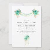 Invitation Feu d'engagement Monnaie et Gold Floral Lights (Devant)