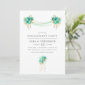 Invitation Feu d'engagement Monnaie et Gold Floral Lights (Debout devant)