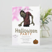 Invitation Feu d'Halloween Zombie rose effrayant (Debout devant)