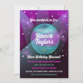 Invitation Feu Disco violet et rose fête d'anniversaire (Devant)
