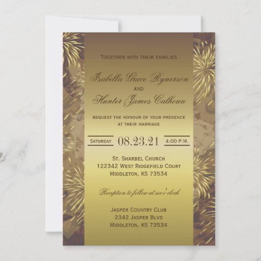 Invitation Feu d'Mariage d'or (Devant)