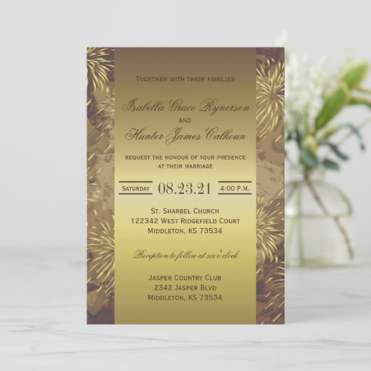 Invitation Feu d'Mariage d'or (Debout devant)