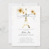 Invitation Feu d'or moderne Eiffel Paris Fête des mariées (Devant)
