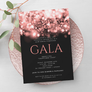Invitation Feu d'or Rose de bal de gala d'entreprise officiel