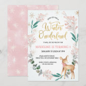 Invitation Feu Et Cerf Hiver Anniversaire Des Anniversaires (Devant / Derrière)