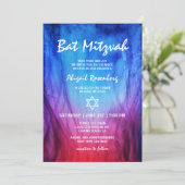 Invitation Feu et Glace Rouge Bleu | Bar Mitzvah d'une étoile (Debout devant)