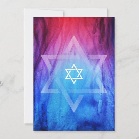Invitation Feu et Glace Rouge Bleu | Bar Mitzvah Étoile de Da (Dos)