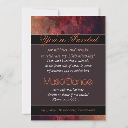 Invitation Feu Fractal Vagues Anniversaire Fête Art Invitatio (Dos)