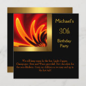 Invitation Feu Gold Black 30th Birthday Party (Devant / Derrière)