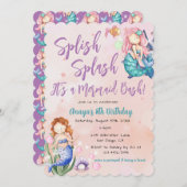 Invitation Feu Mermaid Bash Anniversaire (Devant / Derrière)