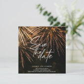 Invitation Feu Moderne Éclair Économisez Le Mariage Date (Debout devant)