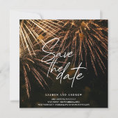 Invitation Feu Moderne Éclair Économisez Le Mariage Date (Devant)