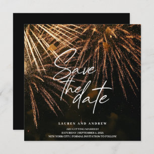 Invitation Feu Moderne Éclair Économisez Le Mariage Date