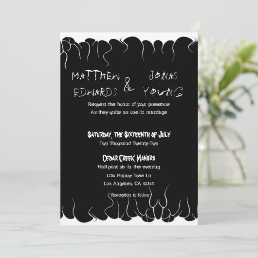 Invitation Feu noir et blanc (Debout devant)