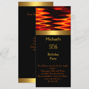 Invitation Feu Or Noir Fête d'anniversaire 30 ans Long 2