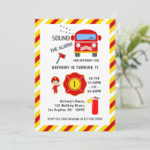 Invitation Feu pompier Camion fête d'anniversaire (Debout devant)