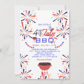 Invitation Feu rouge blanc et bleu patriotique 4 juillet (Devant)