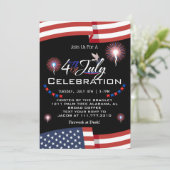 Invitation Feu rouge blanc et bleu patriotique 4 juillet (Debout devant)