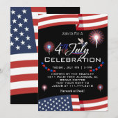 Invitation Feu rouge blanc et bleu patriotique 4 juillet (Devant / Derrière)