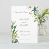 Invitation Feuillage à l'aquarelle Enregistrez la date du mar (Debout devant)