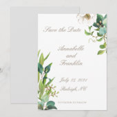 Invitation Feuillage à l'aquarelle Enregistrez la date du mar (Devant / Derrière)