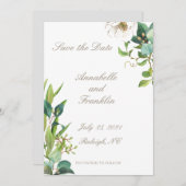 Invitation Feuillage à l'aquarelle Enregistrez la date Mariag (Devant / Derrière)