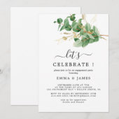 Invitation Feuillage aéré et feuille d'or "Célébrons"  (Devant / Derrière)