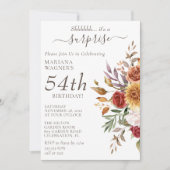 Invitation Feuillage Automne Couleurs Blanc Surprise Annivers (Devant)