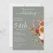 Invitation Feuillage Automne Sage Vert Anniversaire (Devant)