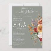 Invitation Feuillage Automne Sage Vert Surprise Anniversaire (Devant)