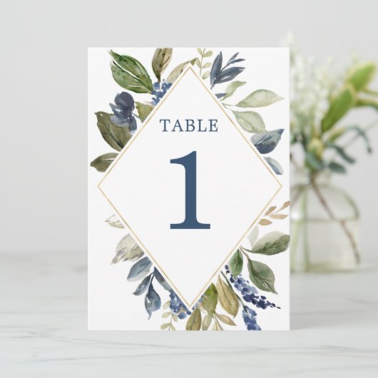Invitation Feuillage bleu vert or vert vert vert vert chiffre (Debout devant)