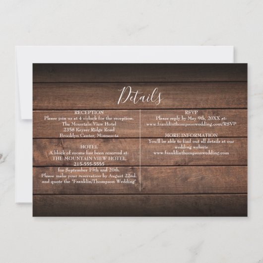 Invitation Feuillage Boho Rustique Photo Tout en un Mariage (Dos)