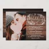 Invitation Feuillage Boho Rustique Photo Tout en un Mariage (Devant / Derrière)