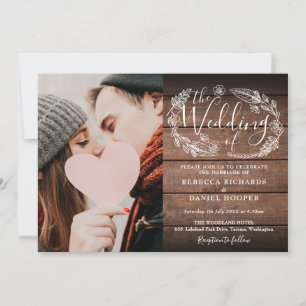 Invitation Feuillage Boho Rustique Photo Tout en un Mariage