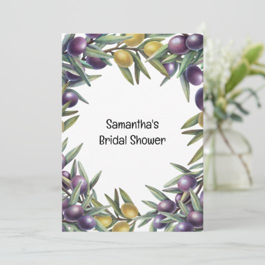 Invitation Feuillage botanique d'olivier moderne verdure chic (Debout devant)