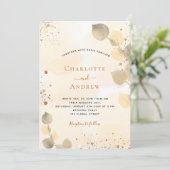 Invitation feuillage botanique doré d'eucalyptus mariage (Debout devant)