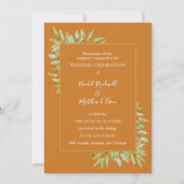 Invitation Feuillage botanique sur mariage ochre (Devant)