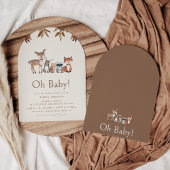 Invitation Feuillage Brown Arché Baby shower d'animaux de boi