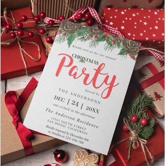 Invitation Feuillage Cône de pin Branches de pin Fête de Noël