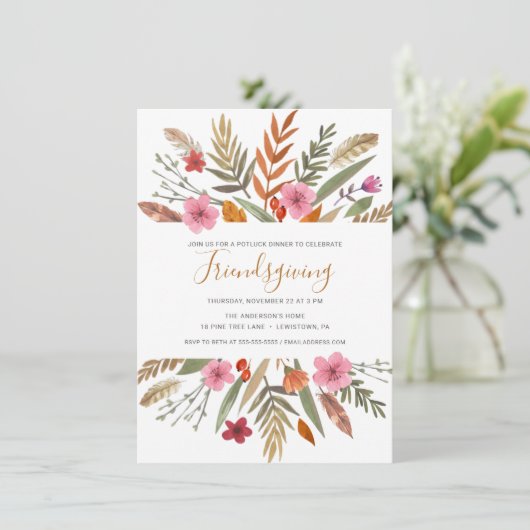 INVITATION FEUILLAGE D'AQUARELLE D'INVITATION DE DÎNER DE (Debout devant)