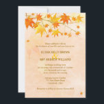 Invitation Feuillage d'automne artistique Mariage moderne<br><div class="desc">De beaux feuilles d'érable et des silhouettes aux couleurs d'automne avec un arrière - plan rustique texturé dans les tons saumons conçus sur des invitations officielles de mariage personnalisées. Idéal pour un MARIAGE CAMPAGNE DE CHUTE | AUTUMN MAPLE THEME MARIAGE ou ELEGANT FALL MARIAGE RURAL. (Vous pouvez trouver les essentiels...</div>