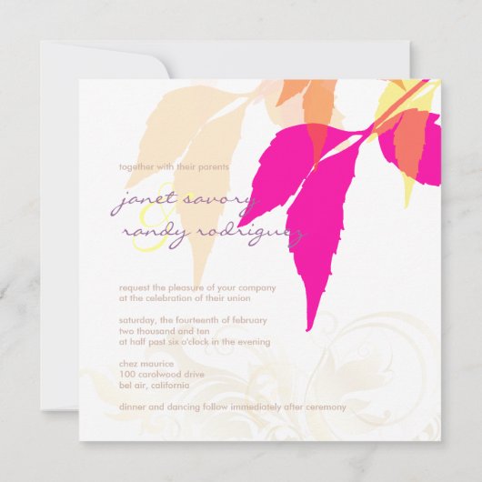 Invitation Feuillage d'automne dans la lavande/ chute/do-it-y (Dos)