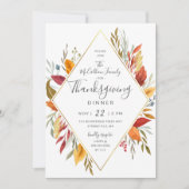 Invitation Feuillage d'automne d'aquarelle de dîner de (Devant)