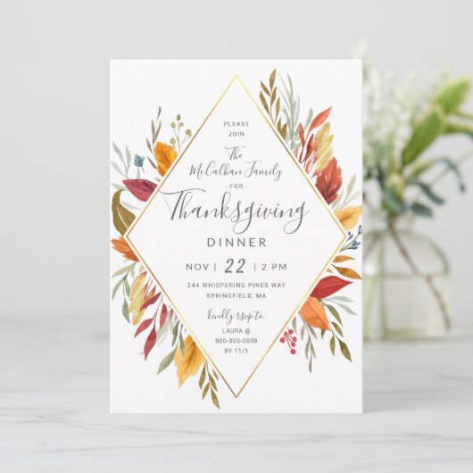 Invitation Feuillage d'automne d'aquarelle de dîner de (Debout devant)