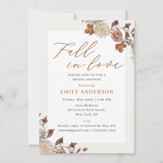 Invitation Feuillage d'automne rustique Chute en amour Fête d (Devant)